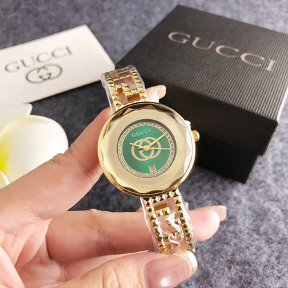 Fashionable full-brand watches, 32mm, crystal, exquisite bracelet style, steel strap, quartz luxury watch for young women and girls.