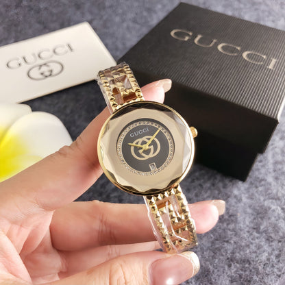 Fashionable full-brand watches, 32mm, crystal, exquisite bracelet style, steel strap, quartz luxury watch for young women and girls.
