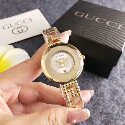 Fashionable full-brand watches, 32mm, crystal, exquisite bracelet style, steel strap, quartz luxury watch for young women and girls.