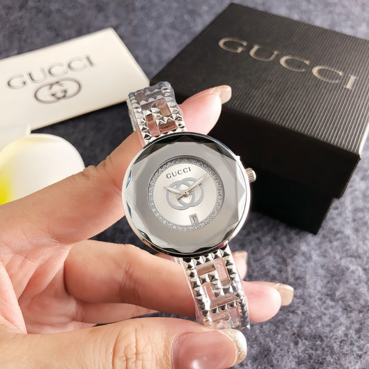 Fashionable full-brand watches, 32mm, crystal, exquisite bracelet style, steel strap, quartz luxury watch for young women and girls.