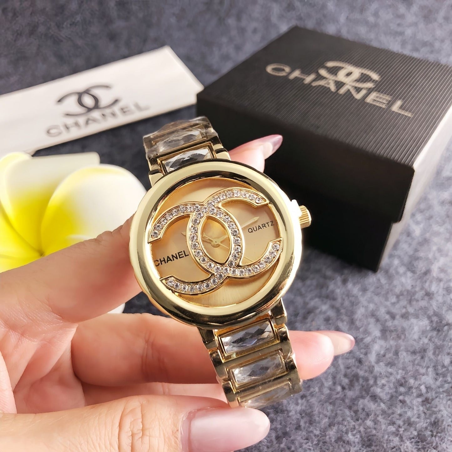 Classic luxury watch, adorned with the double C logo