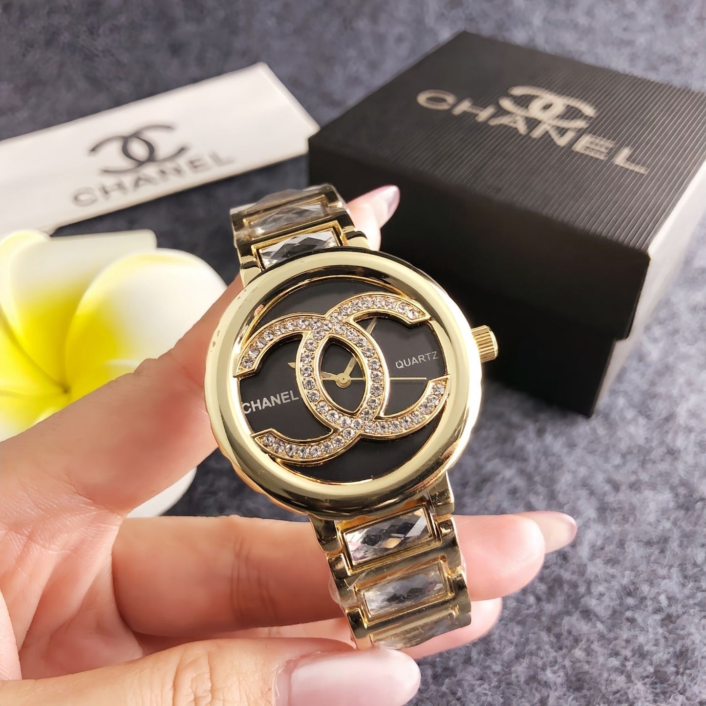 Classic luxury watch, adorned with the double C logo