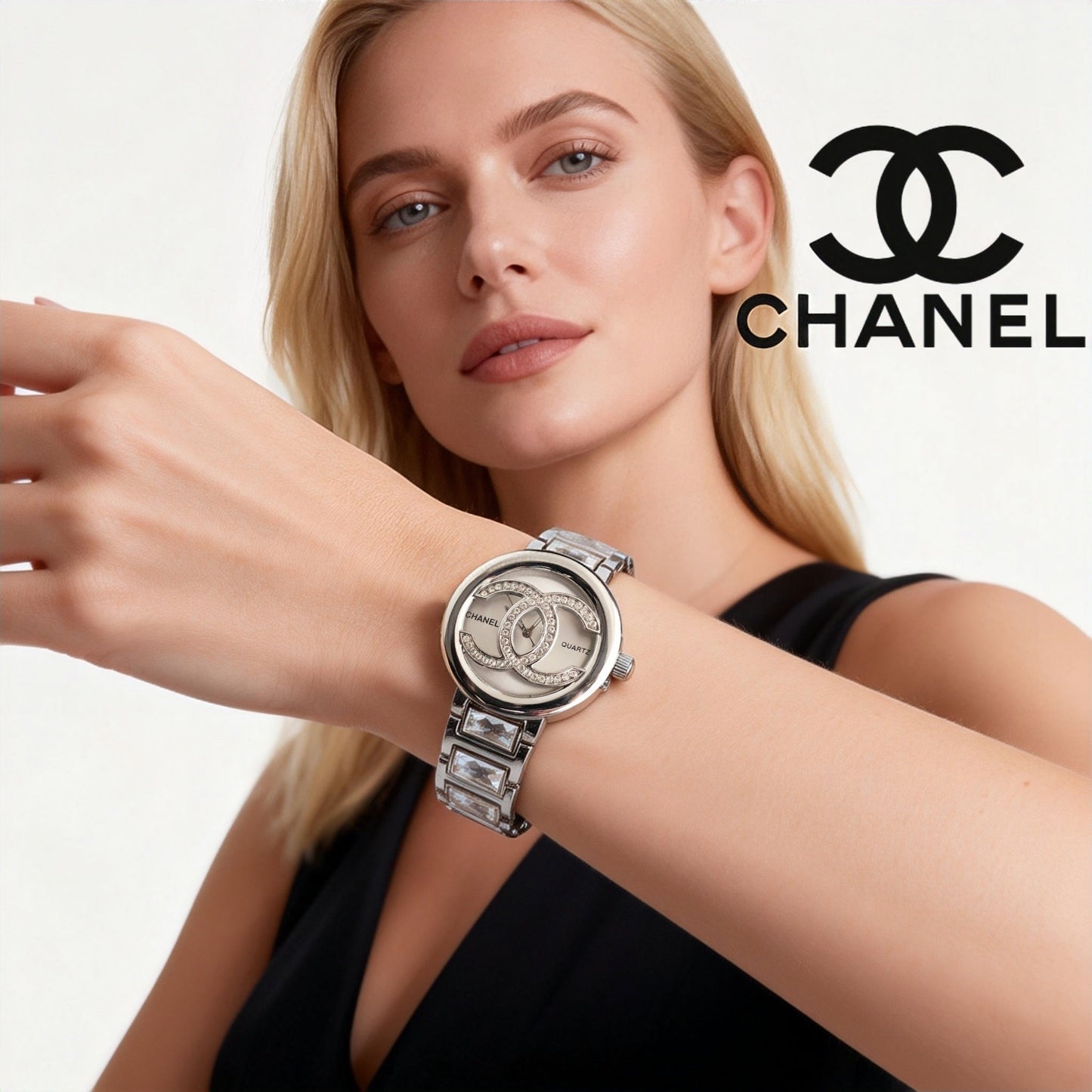 Classic luxury watch, adorned with the double C logo