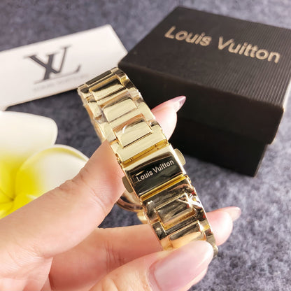 38mm Quartz Stainless Steel Watch with PVD Coating & 18K Rose Gold
