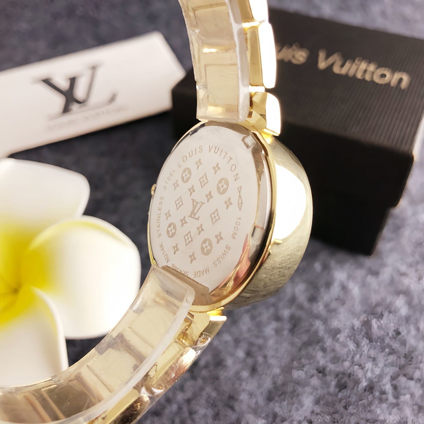 38mm Quartz Stainless Steel Watch with PVD Coating & 18K Rose Gold