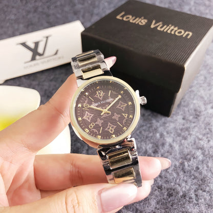 38mm Quartz Stainless Steel Watch with PVD Coating & 18K Rose Gold