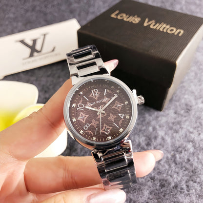 38mm Quartz Stainless Steel Watch with PVD Coating & 18K Rose Gold