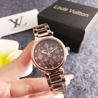 38mm Quartz Stainless Steel Watch with PVD Coating & 18K Rose Gold