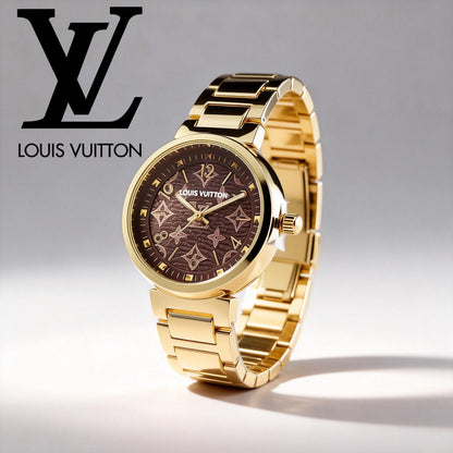 38mm Quartz Stainless Steel Watch with PVD Coating & 18K Rose Gold