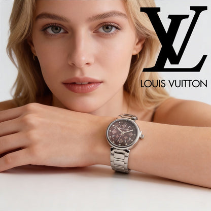 38mm Quartz Stainless Steel Watch with PVD Coating & 18K Rose Gold