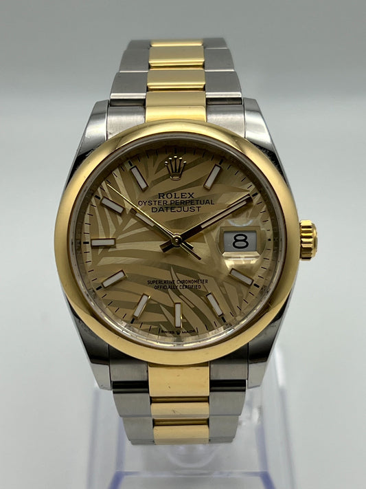 2025 Watch Datejust 126203 Two-Toned Yellow Gold Stainless Steel Palm Motif Dial (2022)