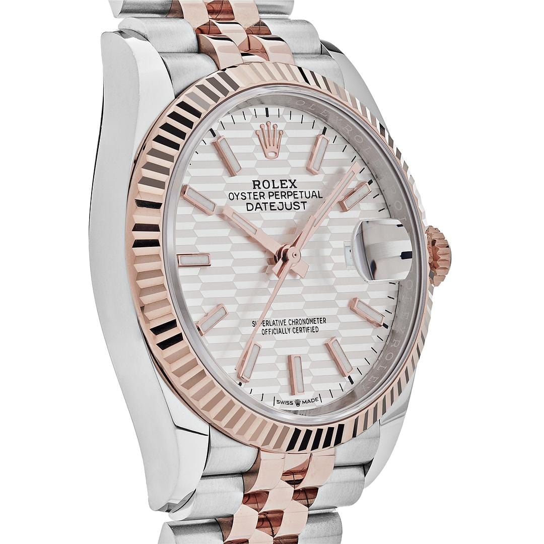 2025 Watch Datejust 126231 Rose Gold Stainless Steel Silver Fluted Motif Dial