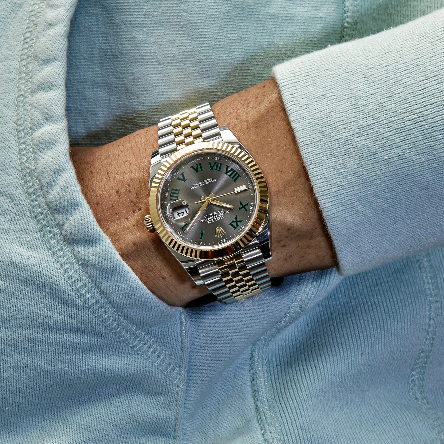 2025 Watch Datejust 126333 Wimbledon Yellow Gold Stainless Steel Slate Dial Jubilee