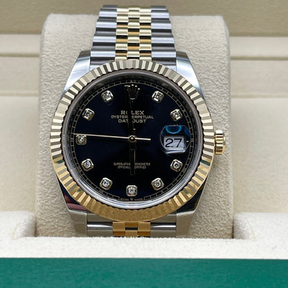 2025 Watch Datejust 126333 Yellow Gold & Stainless Steel Black Diamond Dial Jubilee