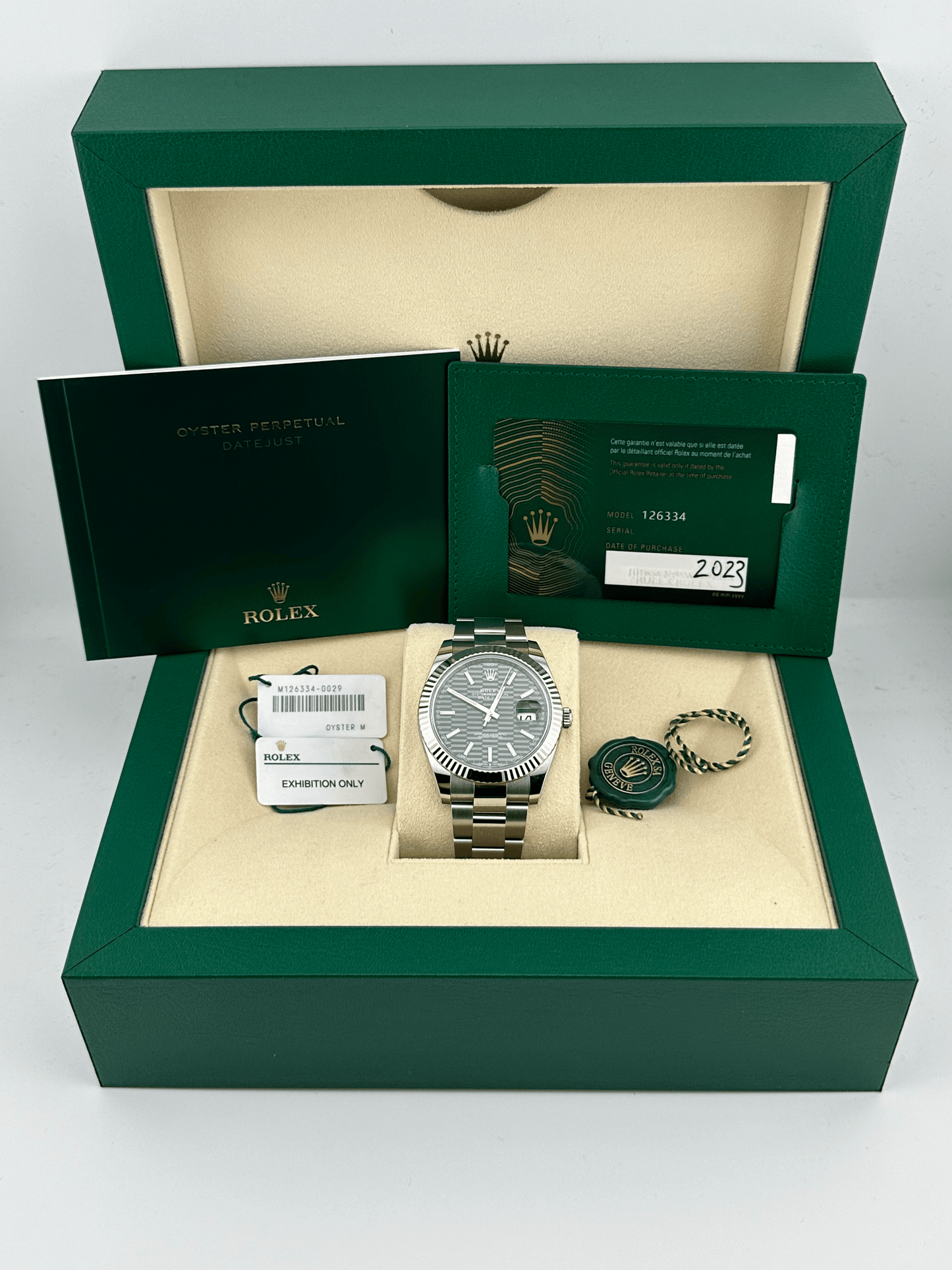 2025 Watch Datejust 126334 Stainless Steel Green Motif Dial Oyster