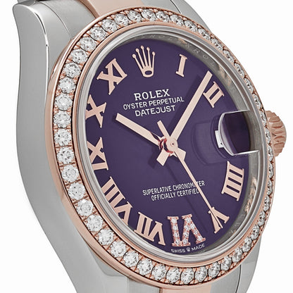 2025 Watch Datejust 278381RBR 'Ladies' Stainless Steel Rose Gold Aubergine Purple Dial Diamond Bezel Oyster (2022)