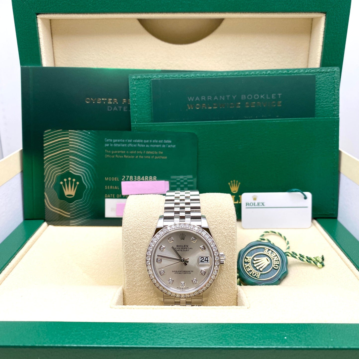 2025 Watch Datejust 278384RBR White Gold Stainless Steel Silver Dial