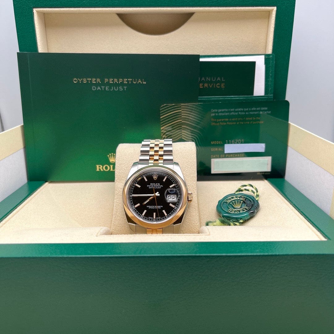 2025 Watch Datejust 116201 Stainless Steel Rose Gold Black Dial