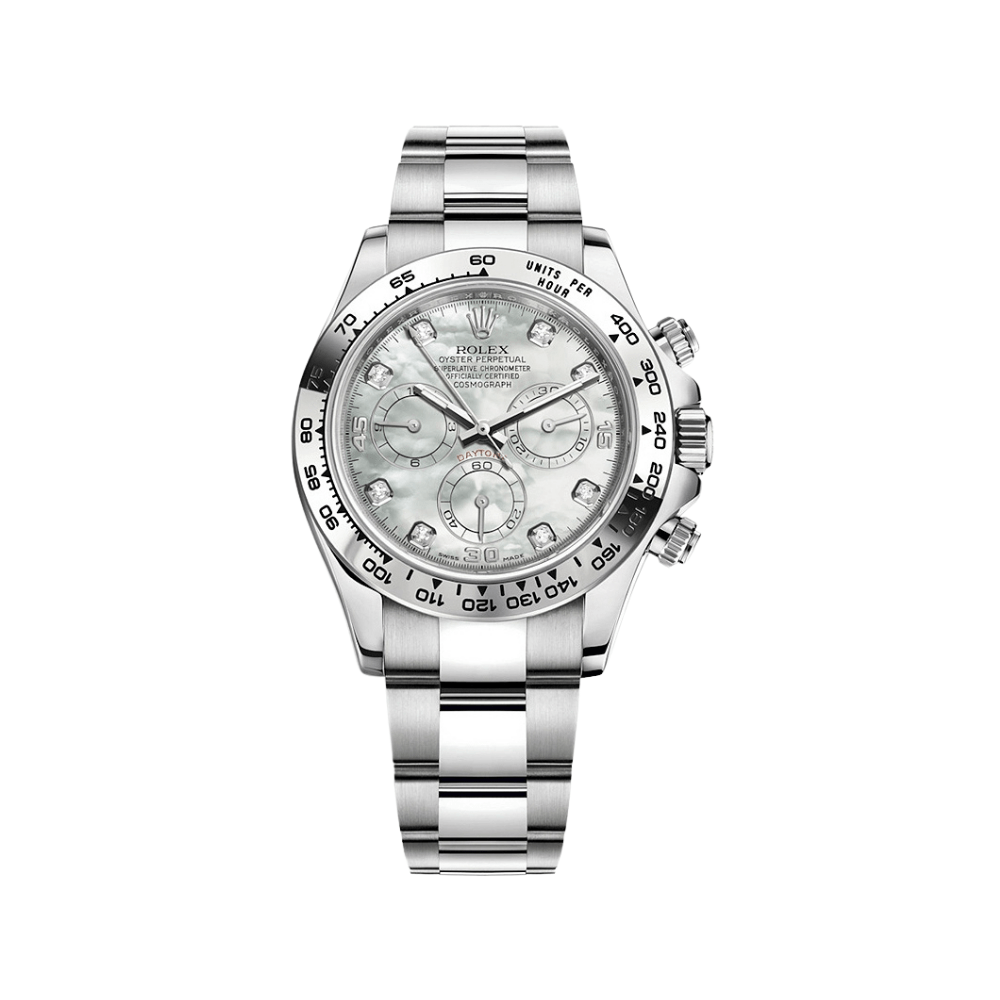2025 Watch Daytona 116509 White Gold Mother Of Pearl Diamond Dial