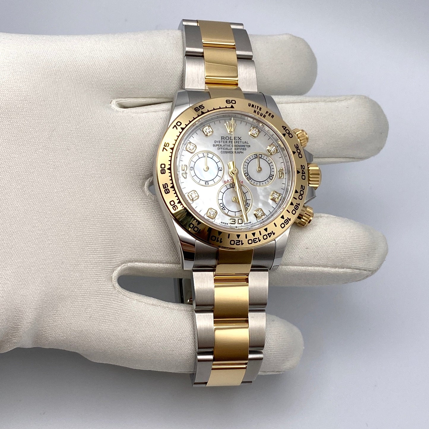 2025 Watch Daytona 116503 Yellow Gold Stainless Steel Mother of Pearl Diamond Dial