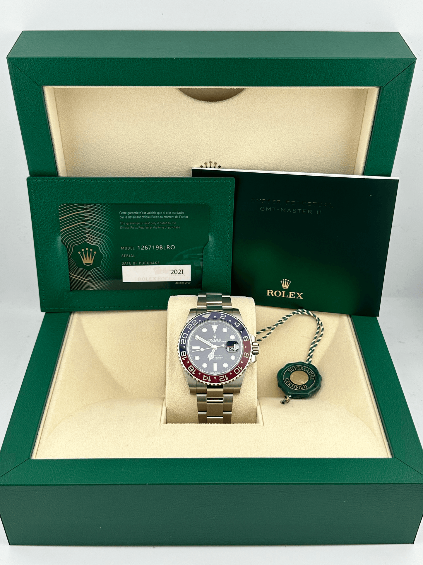 2025 Watch GMT-Master II 126719BLRO 'Pepsi' White Gold Blue Dial (2021)