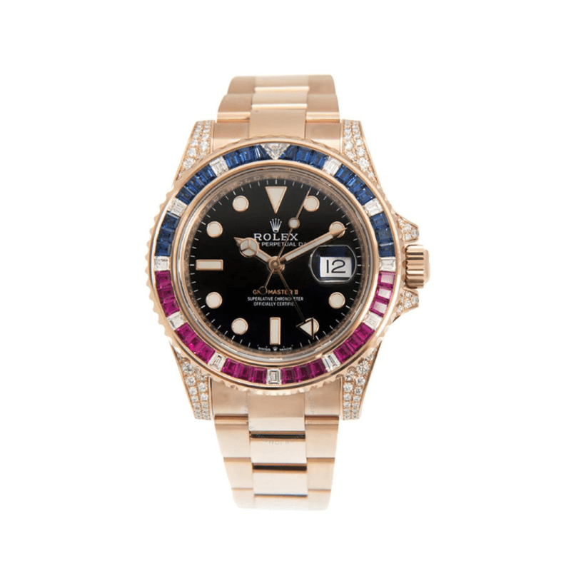 2025 Watch GMT-Master II 1267555SARU 'SARU' Rose Gold Black Dial Diamond Bezel