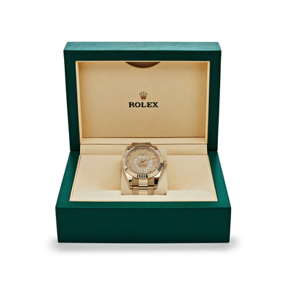 2025 Watch Sky-Dweller 326938 Yellow Gold Champagne Dial Arabic Numerals (2020)