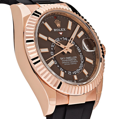 2025 Watch Sky-Dweller 326235 Rose Gold Brown Chocolate Dial Oysterflex