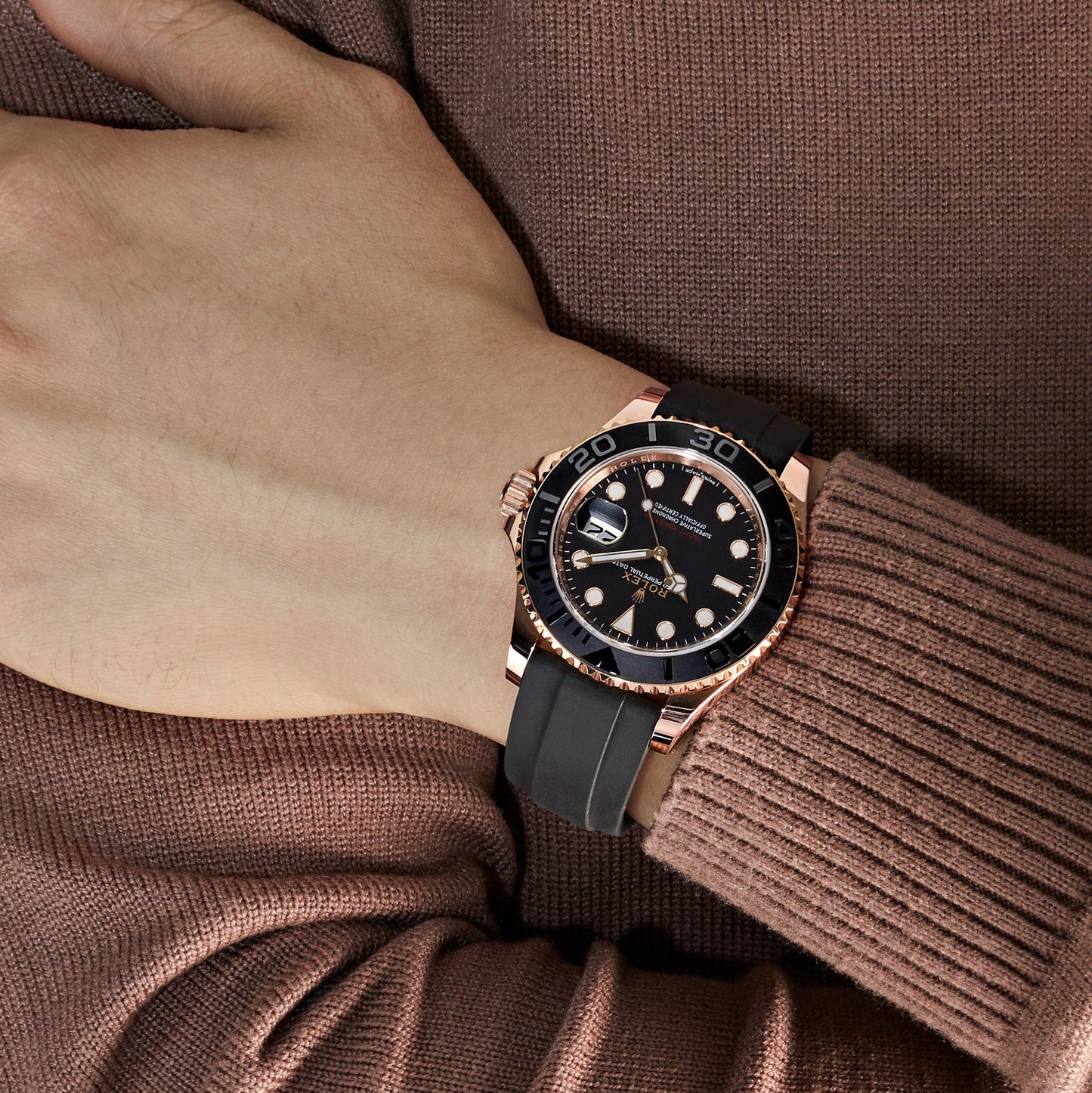 2025 Watch Yacht-Master 116655 Rose Gold Black Dial