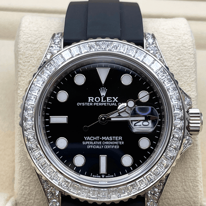 2025 Watch Yacht-Master 226679TBR White Gold Black Dial Diamond Bezel