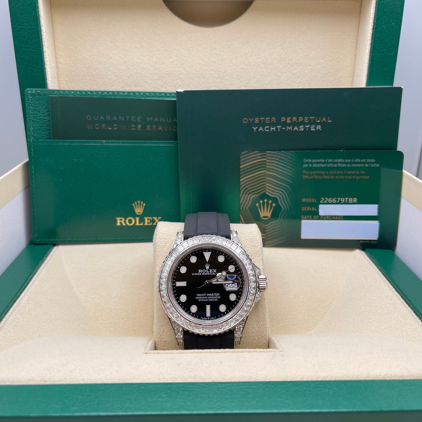 2025 Watch Yacht-Master 226679TBR White Gold Black Dial Diamond Bezel